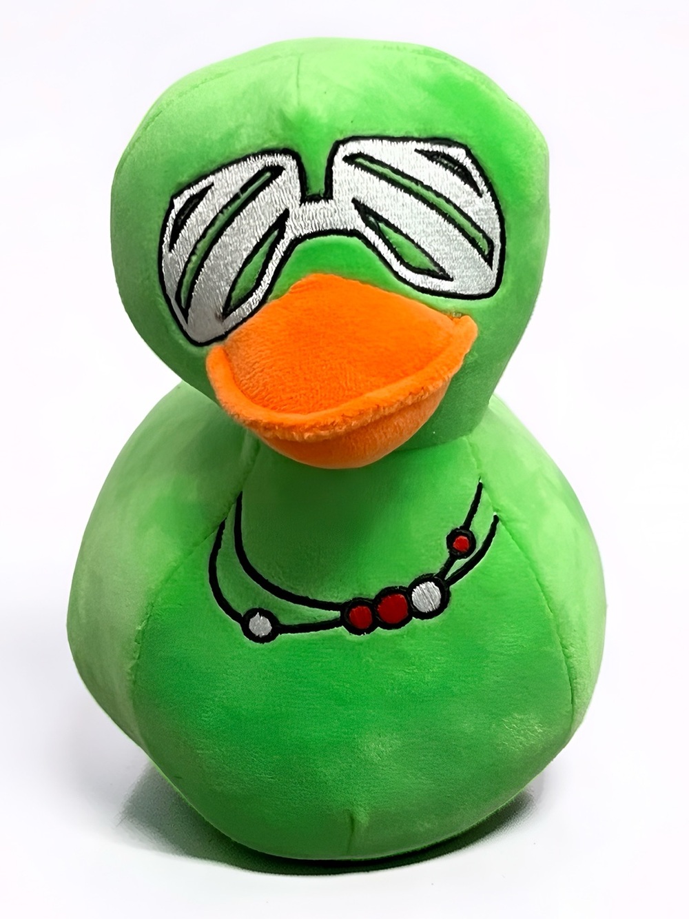 Green Duck Plush Stuffed Animal Sunglasses Beaded Necklace Cute Novelty